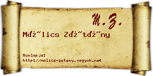 Málics Zétény névjegykártya